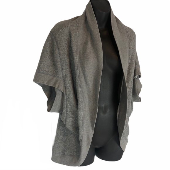 Converse Short Sleeve Open Cocoon Cardigan Gray - Picture 2 of 7